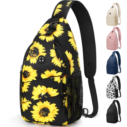 Pritent Crossbody Bags for Women Men Trendy Sling Bag Backpack Casual Chest Bag with Convertible Shoulder Strap - color: Sunflower, size: Medium