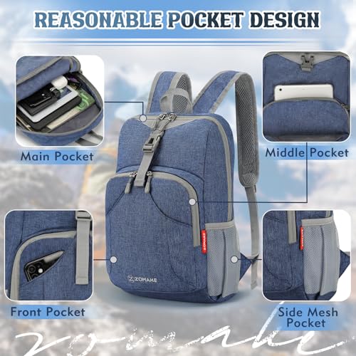ZOMAKE Lightweight Packable Backpack, 10L Small Foldable Daypack for Hiking - color: Navy Blue A4, size: 10L