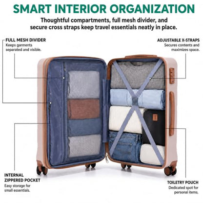 CONCEPTEN Expandable Carry on Luggage 3 Piece Suitcases with Spinner Wheels - color: Beige, size: 3 Piece