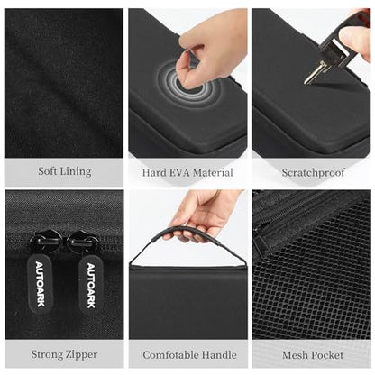 AUTOARK EVA Hard Shell Travel Eyeglasses Case,7 Adjustable Dividers,Holds 8 Glasses,Felt Lining - color: Black