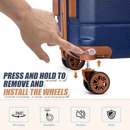 KUNEL Luggage Sets, Lightweight Durable Hardshell, 5 Piece, 20/24/28Inch - color: Blue