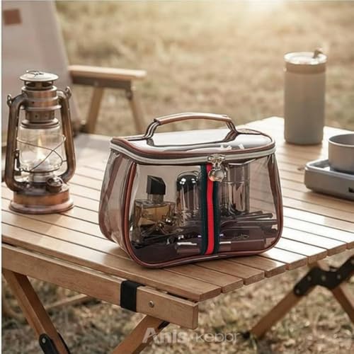 ANIS·KEBBR Large Waterproof Retro Vanity Bag – Transparent Cosmetic Organizer for Women