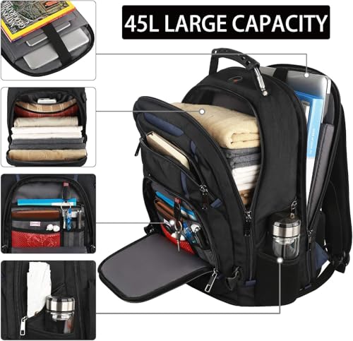 17.3 Laptop Backpack for Men Women, Large Travel Laptop Backpack - color: Black-blue, size: 17inch(19.0 *14.6*10")