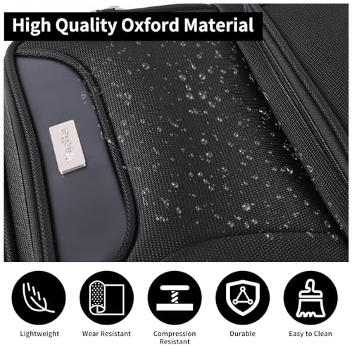 WireHot 3-Piece Softside Expandable Luggage Set, Black, 20in/24in/28in - color: Black
