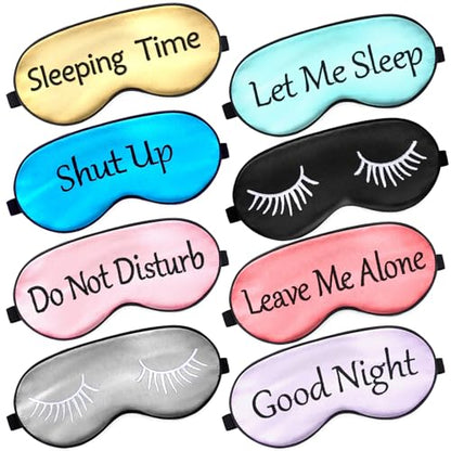 Geyoga 8 Pack Silk Funny Sleep Masks for Women Sleep, Fresh Colors - color: Fresh Colors