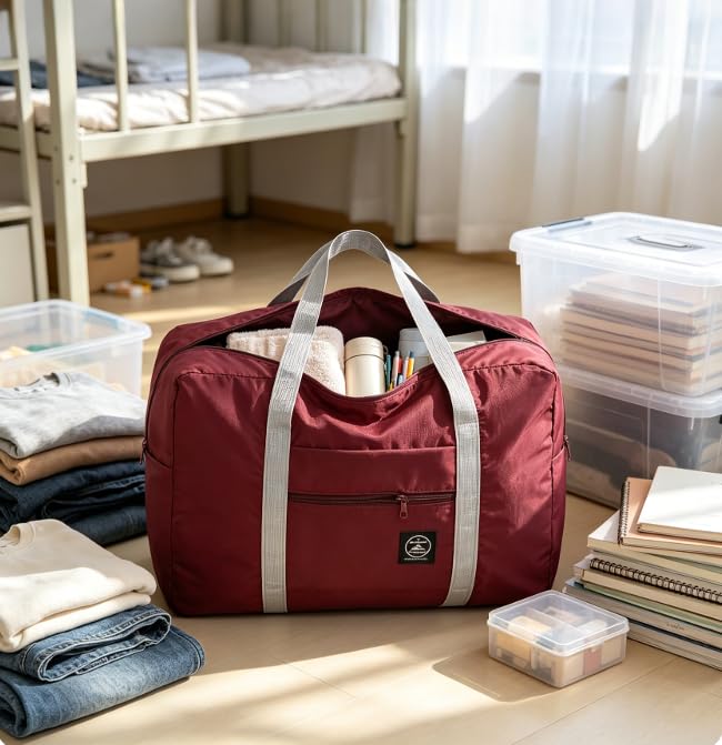 1pcs Foldable Travel Duffel Bag, Lightweight Waterproof Carry,Red - color: Red