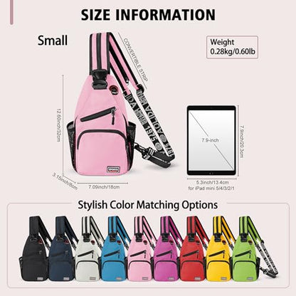 Geestock Convertible Sling Bag Crossbody Backpack for Women Men, Pink - color: Pink, size: Small