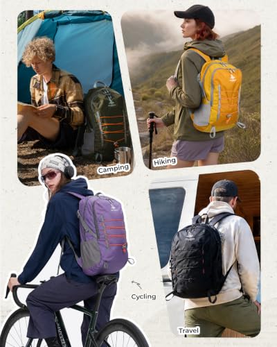 20L Hiking Backpack, Lightweight Travel Backpacks Women Men,Black - color: Black