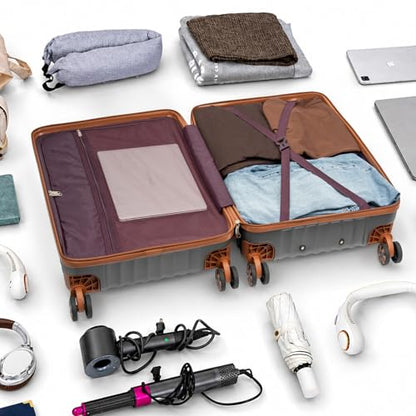 Cosbarn Luggage Sets 5 Pcs Suitcases with Wheels, 20"/24"/28",Gray - color: Gray, size: 5 Piece Sets (20/24/28/Db/Tb)