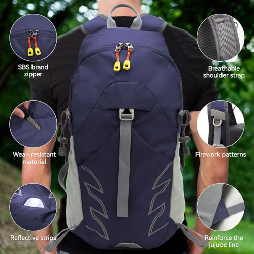 Small Lightweight Hiking Backpack，20L Foldable Hiking Daypack Cycling Hydration Backpack Travel Camping Bag - color: Blue