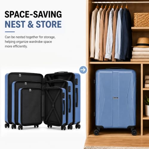 20/24/28 Inch Hardshell Suitcase Set, ABS Luggage Set with TSA Lock 5 Piece - color: Sky Blue