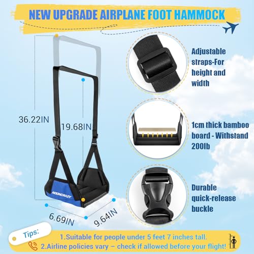 Airplane Foot Fammock, No Collapse Thickened Bamboo Plane Foot Rest Travel - color: 1 Pc Blue