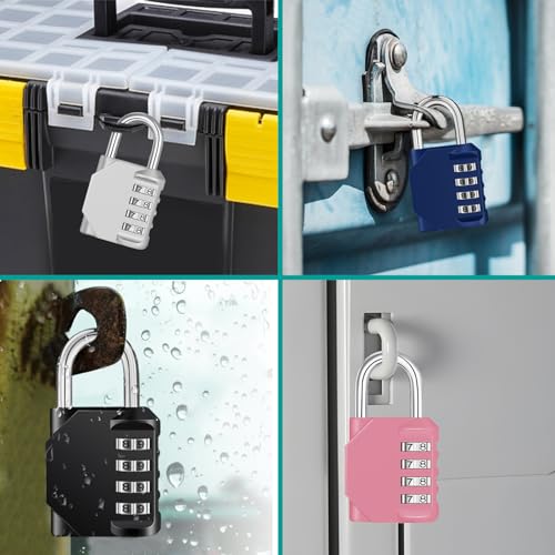 ZHEGE Gym Locker Lock 2 Pack, Resettable 4 Digit Combo Lock (Pink & Purple) - color: 2P, Pink&Purple, size: 2P