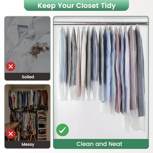 Carbrea Translucent Garment Bags for Hanging Clothes, 15 Pack
