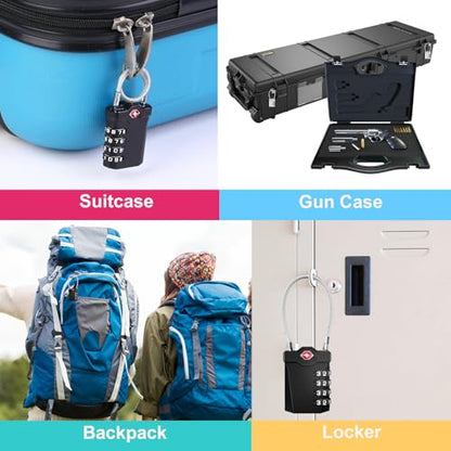 ZHEGE TSA Approved Locks for Luggage, Inspection Indicator (2 Pack, Black) - color: 2p Black