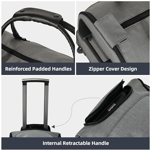 Garment Bags for Travel, 2-in-1 Convertible Rolling Duffle Bag with Wheels, Modern Carry-on Travel Bag for Suits, Foldable Suit Bag, Telescopic Handle, Hanging Hook - color: Modern Grey