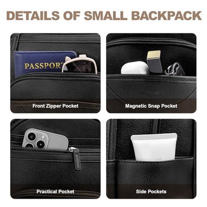 SYTRAH Small Backpack Purse for Women, Mini Daypack Cute for Travel Black | Small Backpack with RFID Wallet (4 Slots) & 10.2" Tablet Sleeve, 9-Pocket 3-Way Convertible Shoulder Bag, Removable Strap - color: Black