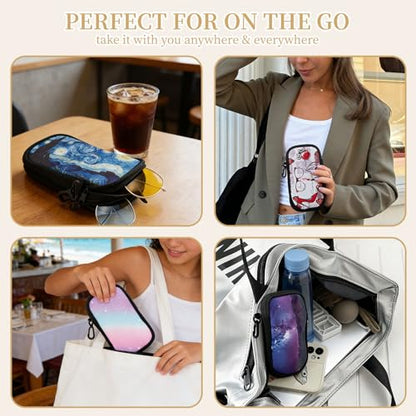 QIUTIMIY Sunglasses Soft Case Zipper Double Eyeglass Case with 2 Compartments 1 Belt Clip - color: Starry Night