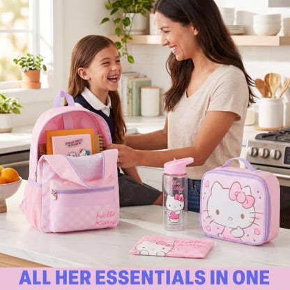 Get Trend Hello Kitty Girls Backpack, Lunch Bag, Pencil Case, Water Bottle - color: Pink Hello Kitty