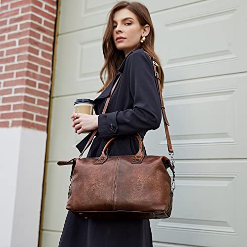 Iswee Satchel Bags Leather Purses for Women Handbag Shoulder Bag Hobo Tote - color: Coffee
