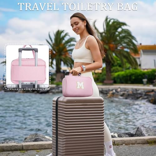 YOOLIFE Hanging Toiletry Bag - Large Capacity Personalized Travel Toiletry Bag for Women, Cruise Ship Essentials - Letter S, Purple - color: Purple, style: S