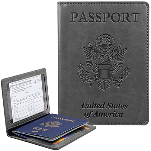 Passport Holder Wallet Cover Case RFID Blocking Slot Travel Accessories - color: Dark Gray