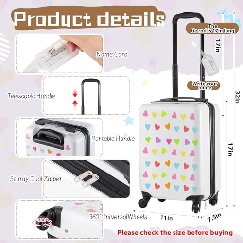 Redbaker 6 Pcs Kids Luggage Set, 17 Inch, White Love