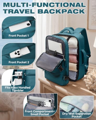 suradar Travel Backpack for Women Men Carry on Backpack - color: A2-peacock Blue
