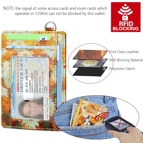 FurArt Slim Minimalist Wallet RFID Credit Card Holder for Men - color: Daisies and Cat