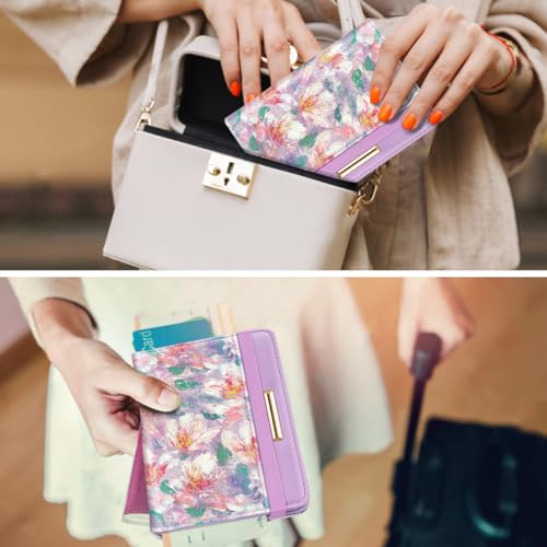 Coco Rossi Passport Holder for Travel Women Slim RFID Passport Cover Wallet - color: Garden Flower
