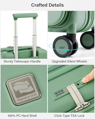 Hanke Expandable Medium Checked Luggage, 24 Inch Top Opening Suitcase - color: Forest Green, size: 24 Inch EXT