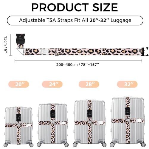 Veki Cross Luggage Straps, TSA Approved with Lock, Leopard Print, 1pc - color: Leopard Print