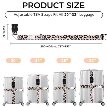Veki Cross Luggage Straps, TSA Approved with Lock, Leopard Print, 1pc - color: Leopard Print