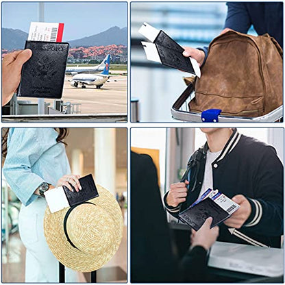 Passport Holder Wallet Cover Case RFID Blocking Slot Travel Accessories - color: Black