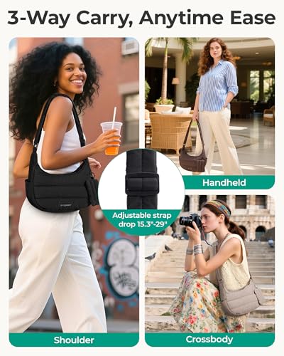 BAGSMART Crossbody Purses for Women with Adjustable Strap Small Puffer bag - color: Camel, size: Medium