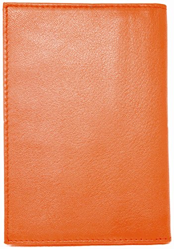 Genuine Cowhide Leather Orange RFID-Blocking Passport Cover Case Holder & Wallet - color: Orange (With RFID)