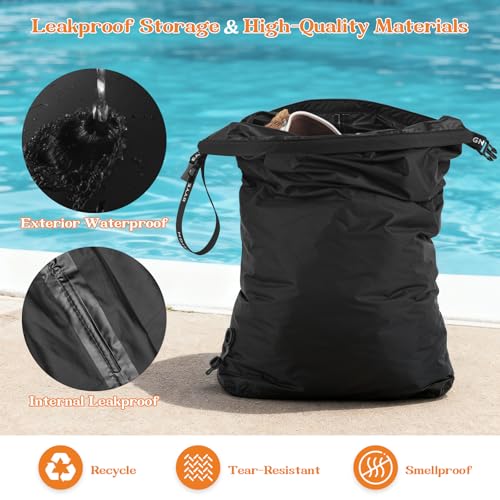 Travel Laundry Bag, Waterproof Compression Bags for Dirty Clothes - color: Black, size: Medium