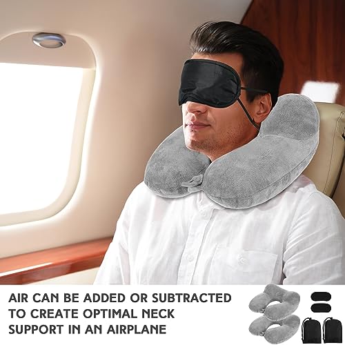 Sintuff 2 Inflatable Neck Pillow Airplane Travel,Gray - color: Gray