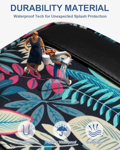 Capolo Crossbody Bags for Women Waterproof Sling Shoulder Bag Fanny Pack - color: Blue Leaves, size: Medium