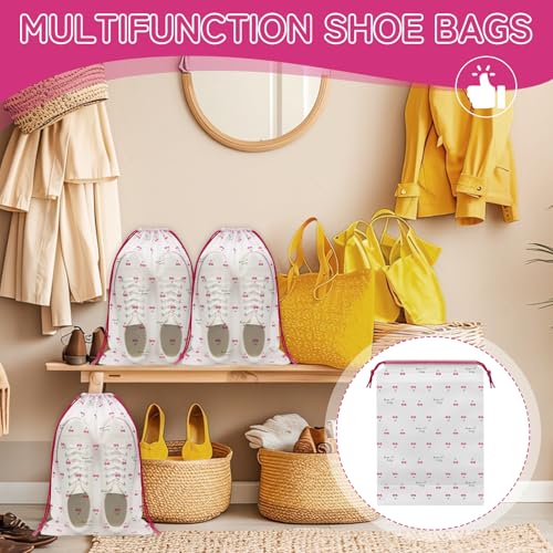 Shoe Bags for Travel, Waterproof Drawstring Shoe Bags for Packing - color: Cherry