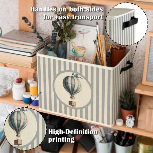 Blue Hot Air Balloon Nursery Storage Bin Basket with Handles - color: Color28
