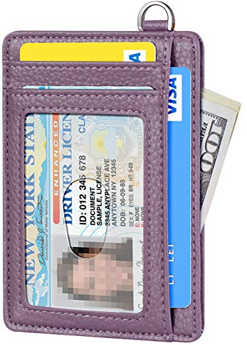 FurArt Slim Minimalist Wallet RFID Credit Card Holder for Men - color: Litchi Lavender