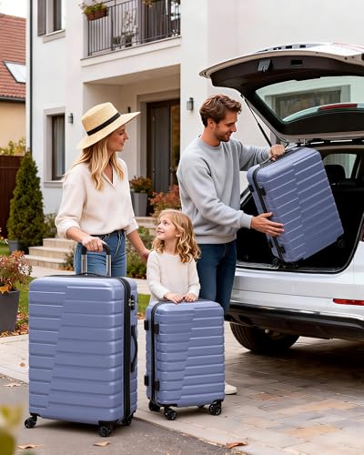 Coolife Lightweight Luggage with TSA Lock,3 Piece Set Blue - color: Blue, size: 3 Piece Set (20in/24in/28in)