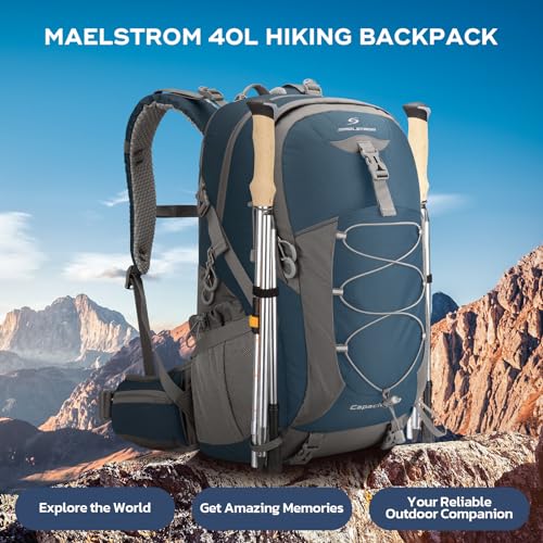 Maelstrom 40L Hiking Backpack, Lightweight Camping Daypack with Rain Cover - color: 40l Blue, size: 40l