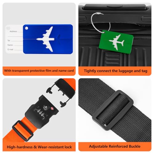 BILIONE Luggage Straps TSA Approved, Suitcase Belt with TSA Lock (2PCS) - color: Green, size: 2 PACK