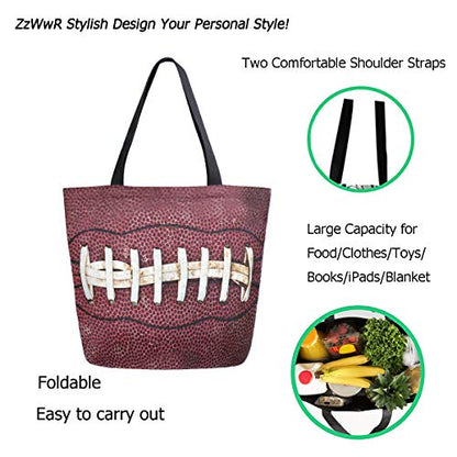 Woman's Close Up of American Football Large Canvas Long Handle Tote Bag