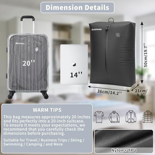 Vacuum Bag for Travel,IPX8 Waterproof Reusable Compression Bags - color: Deep Black, size: 2 PC -With Pump