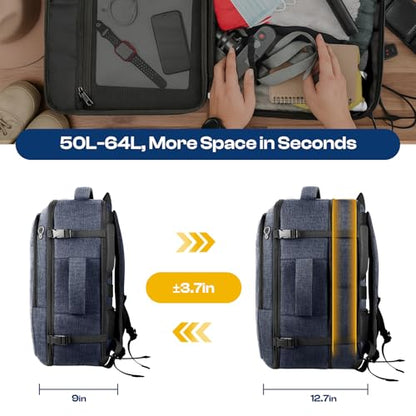 Backpack for Men, 45L-55L Travel Laptop Mochila Carry On Luggage - color: Blue, size: 3X-Large