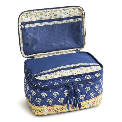 Vera Bradley Women's Premium Cotton Brush Up Cosmetic Case – Maison Blue - color: Maison Blue