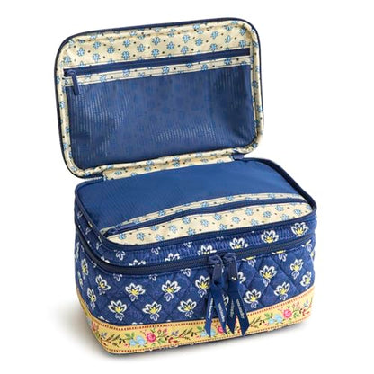 Vera Bradley Women's Premium Cotton Brush Up Cosmetic Case – Maison Blue - color: Maison Blue